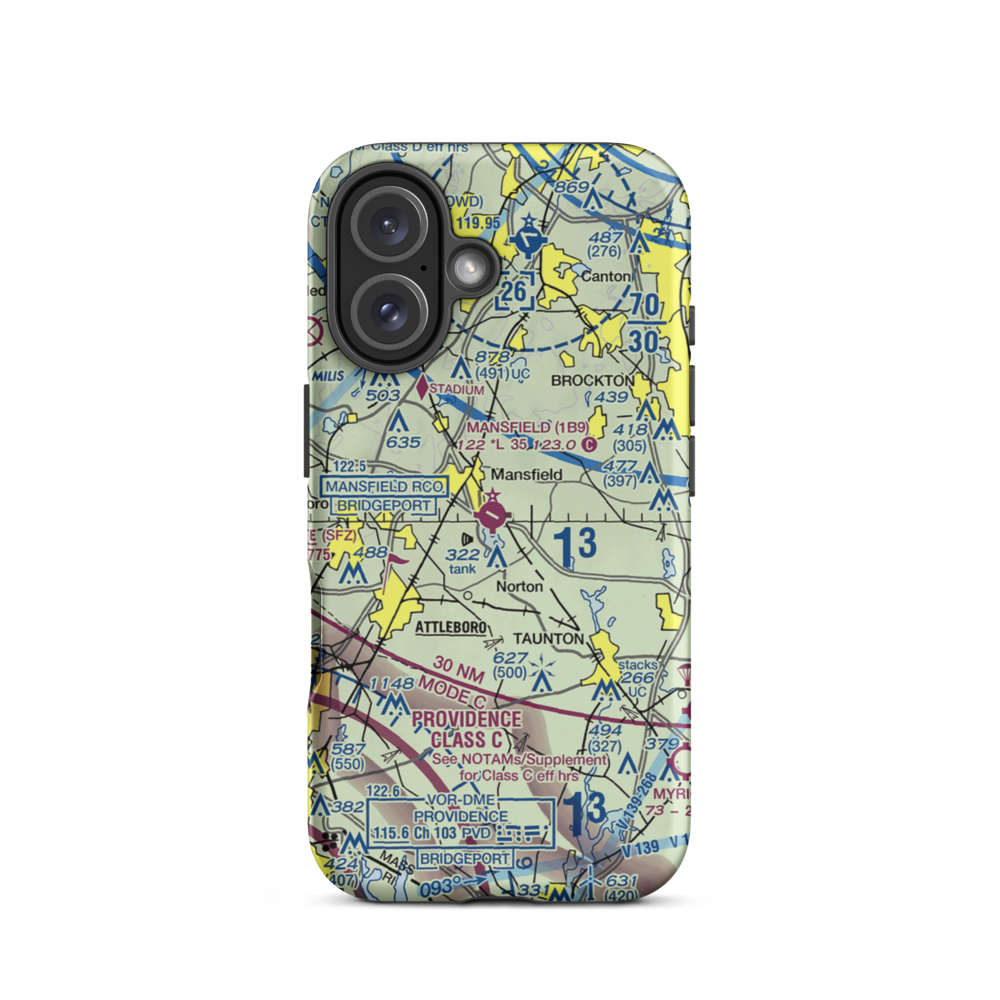 Mansfield Municipal Airport (1B9) VFR Sectional  Tough iPhone Case iPhone 16 model shown