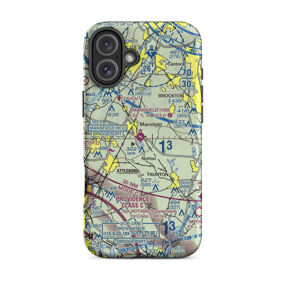 Mansfield Municipal Airport (1B9) VFR Sectional  Tough iPhone Case iPhone 16 Plus model shown
