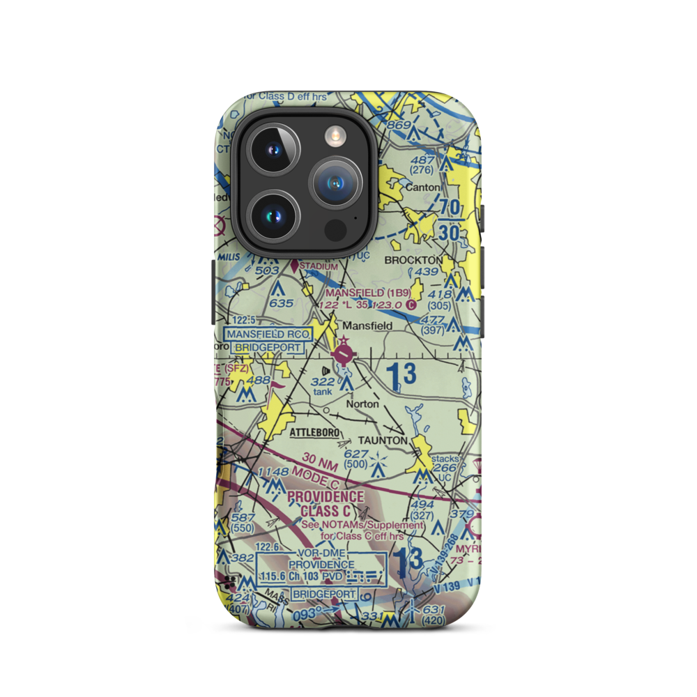 Mansfield Municipal Airport (1B9) VFR Sectional  Tough iPhone Case iPhone 16 Pro model shown