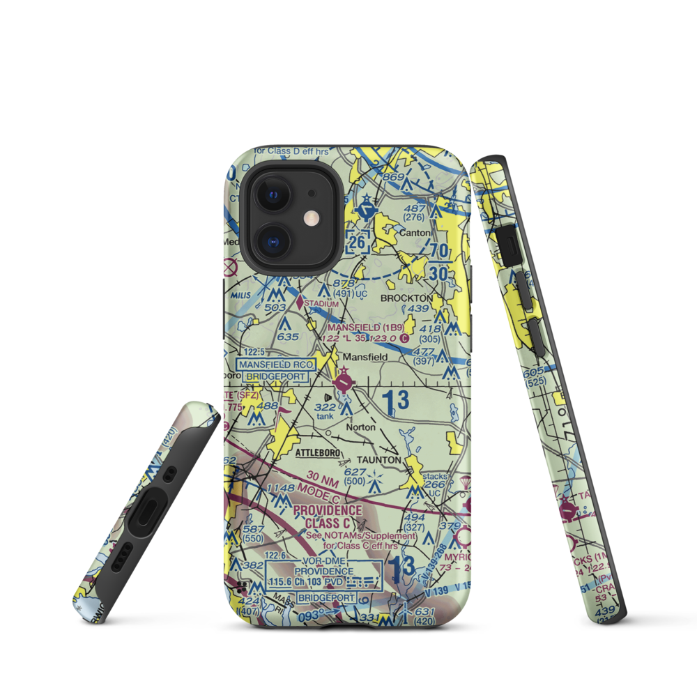 Mansfield Municipal Airport (1B9) VFR Sectional  Tough iPhone Case iPhone 12 mini model shown