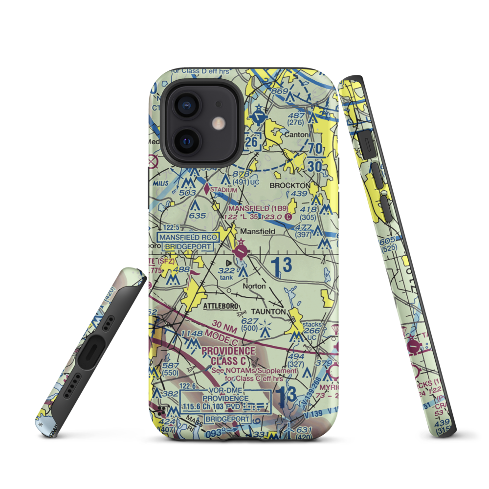 Mansfield Municipal Airport (1B9) VFR Sectional  Tough iPhone Case iPhone 12 model shown