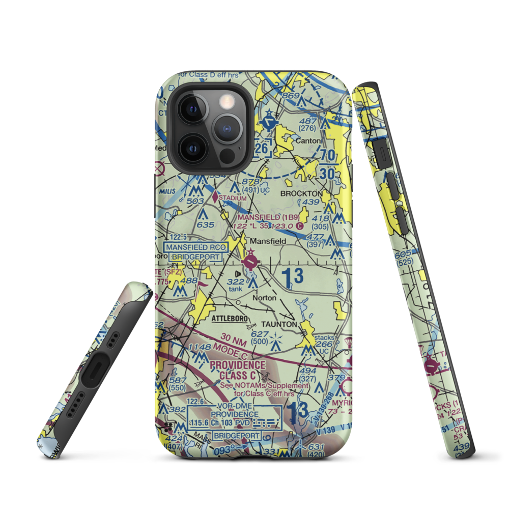 Mansfield Municipal Airport (1B9) VFR Sectional  Tough iPhone Case iPhone 12 Pro model shown