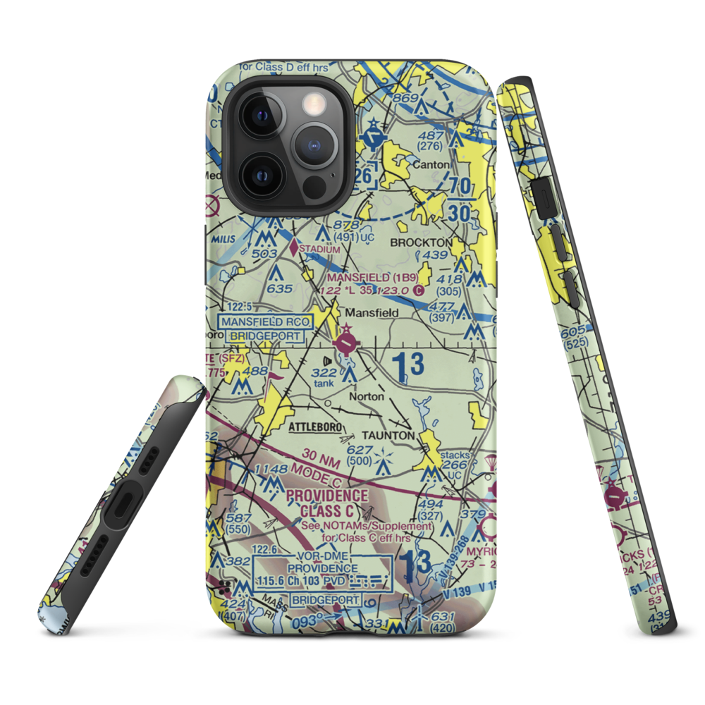Mansfield Municipal Airport (1B9) VFR Sectional  Tough iPhone Case iPhone 12 Pro Max model shown