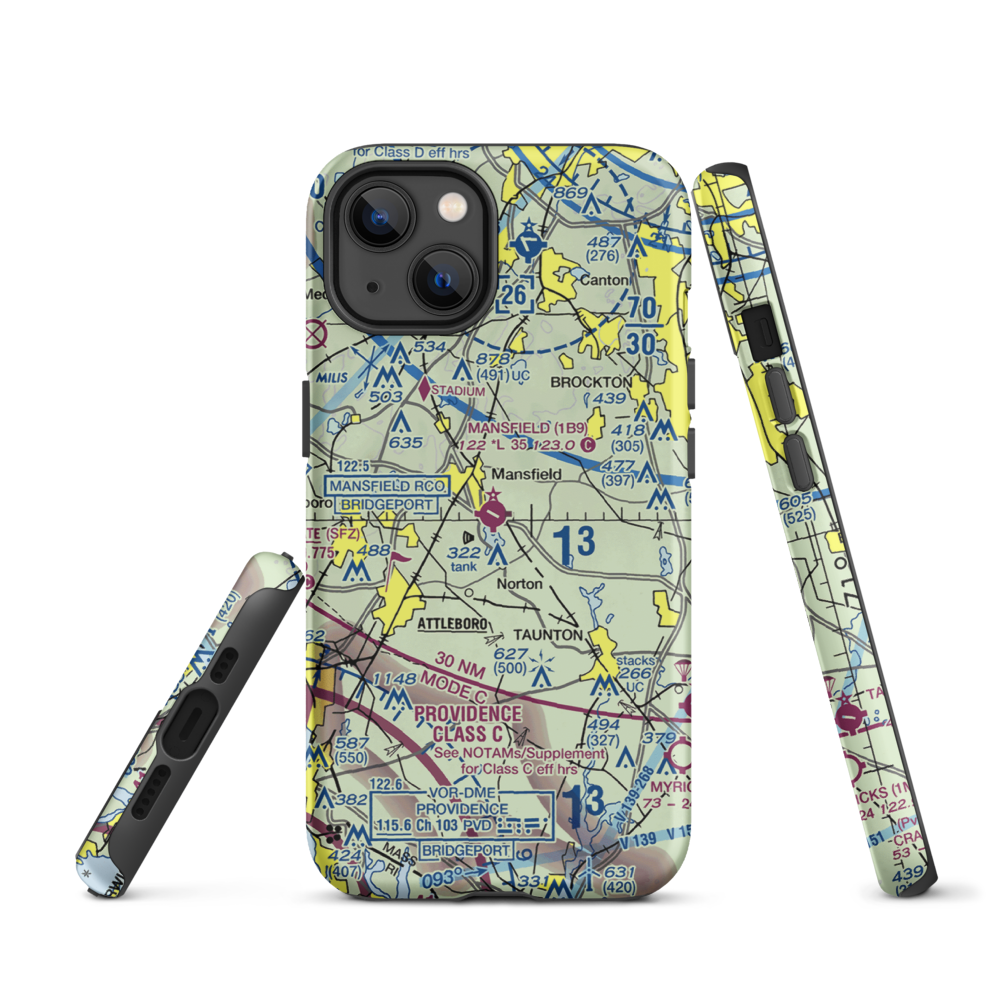 Mansfield Municipal Airport (1B9) VFR Sectional  Tough iPhone Case iPhone 13 model shown