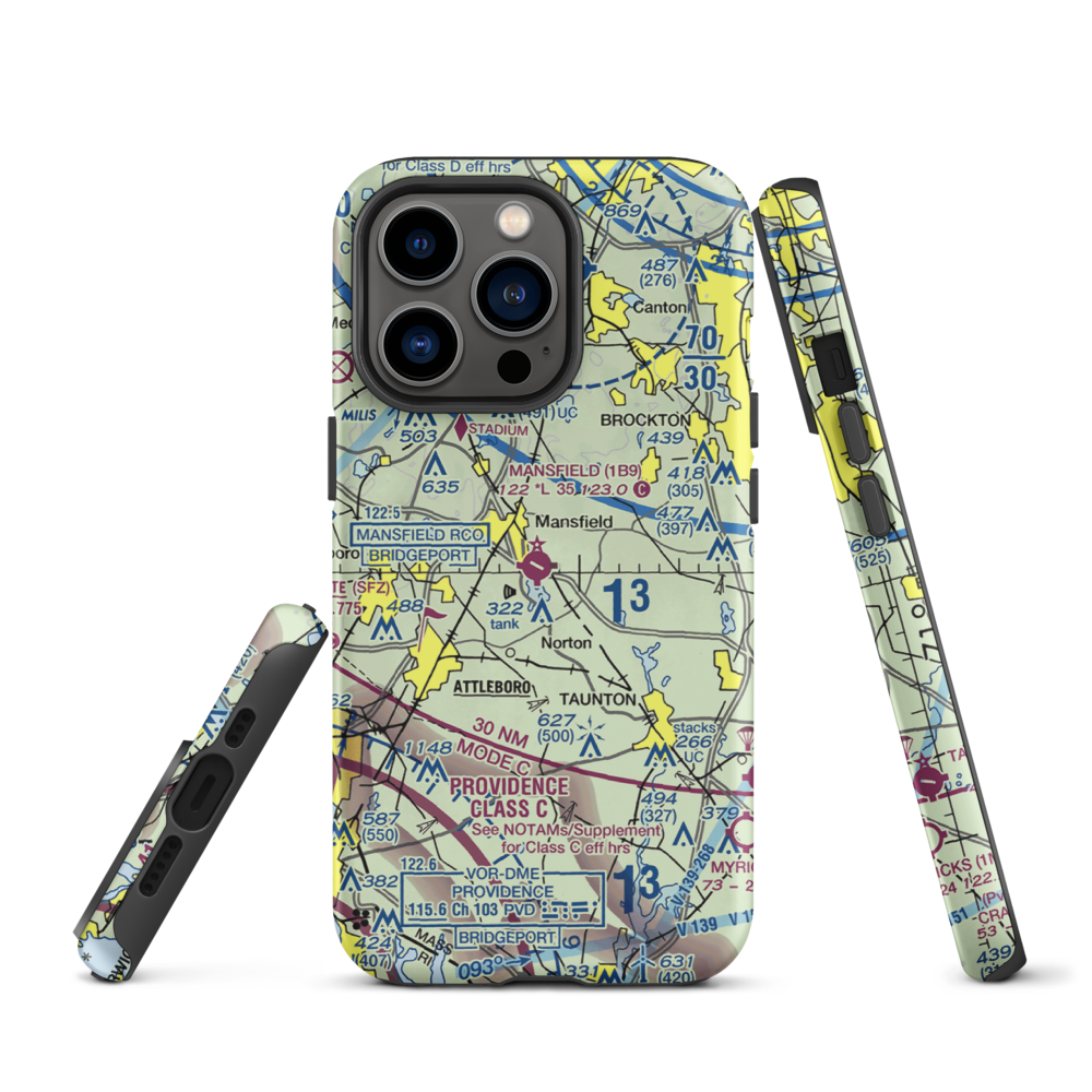 Mansfield Municipal Airport (1B9) VFR Sectional  Tough iPhone Case iPhone 13 Pro model shown