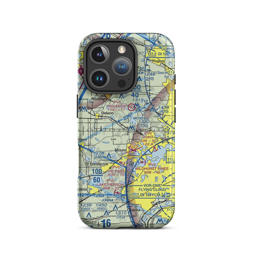 Maple Airport (MN69) VFR Sectional  Tough iPhone Case iPhone 16 Pro model shown