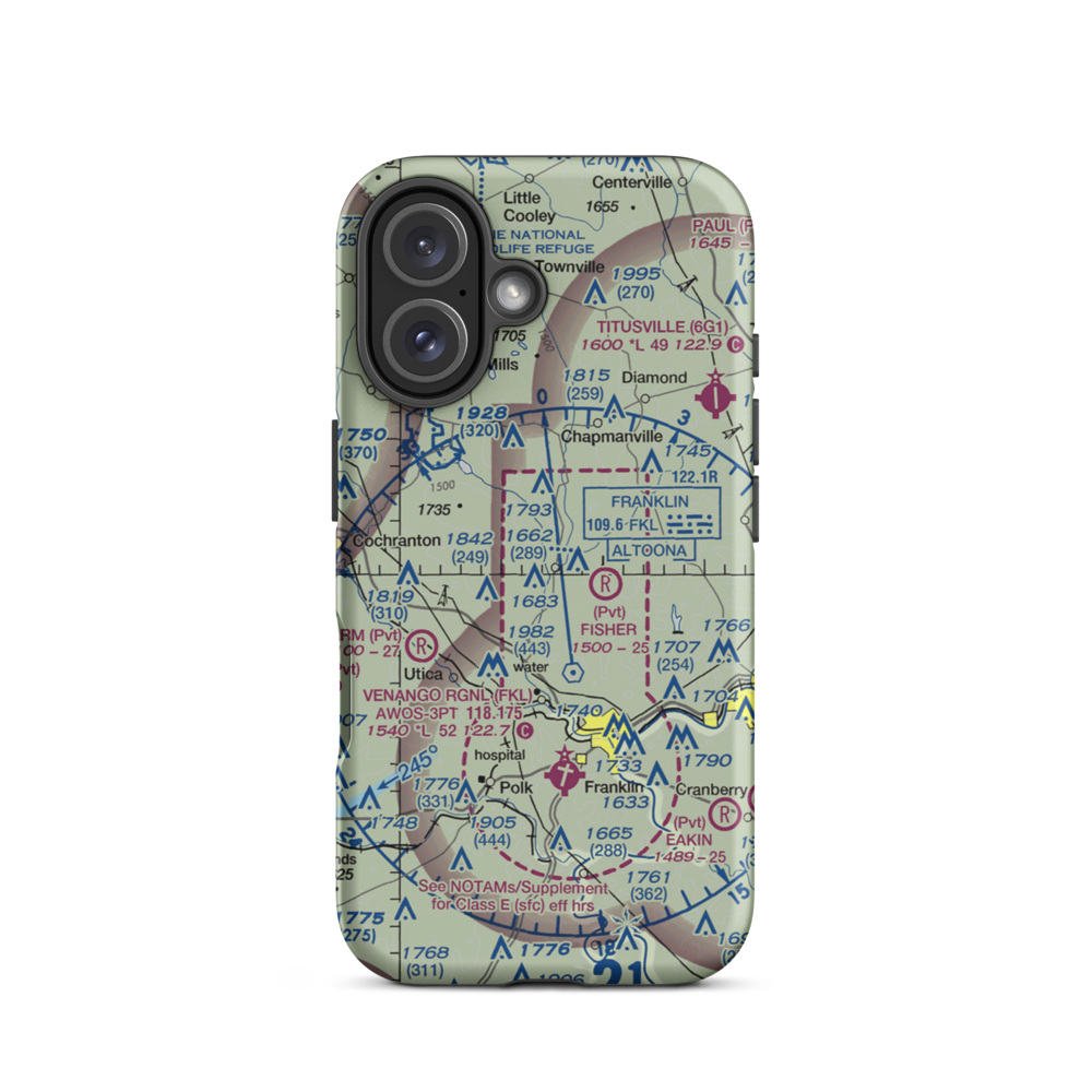 Maple Cave Park Airport (93PA) VFR Sectional  Tough iPhone Case iPhone 16 model shown