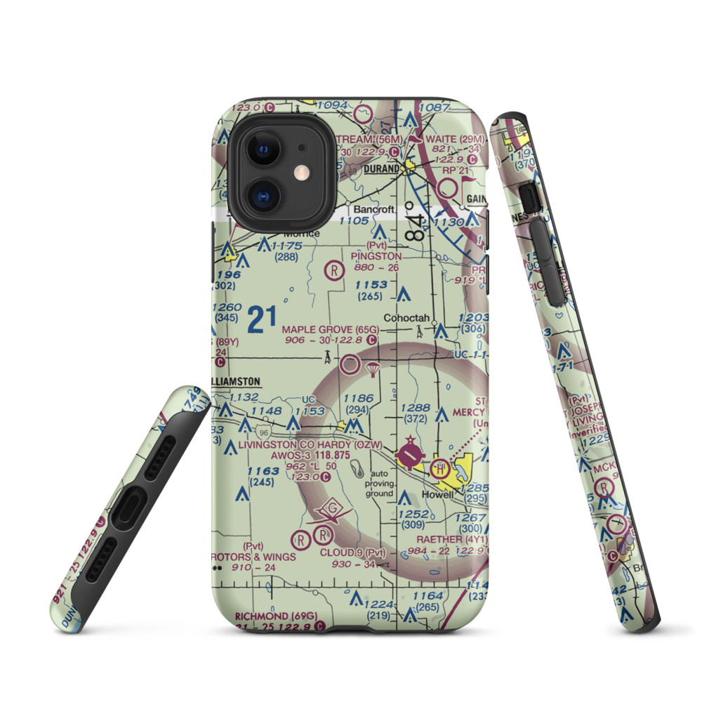 Maple Grove Airport (65G) VFR Sectional  Tough iPhone Case iPhone 11 model shown
