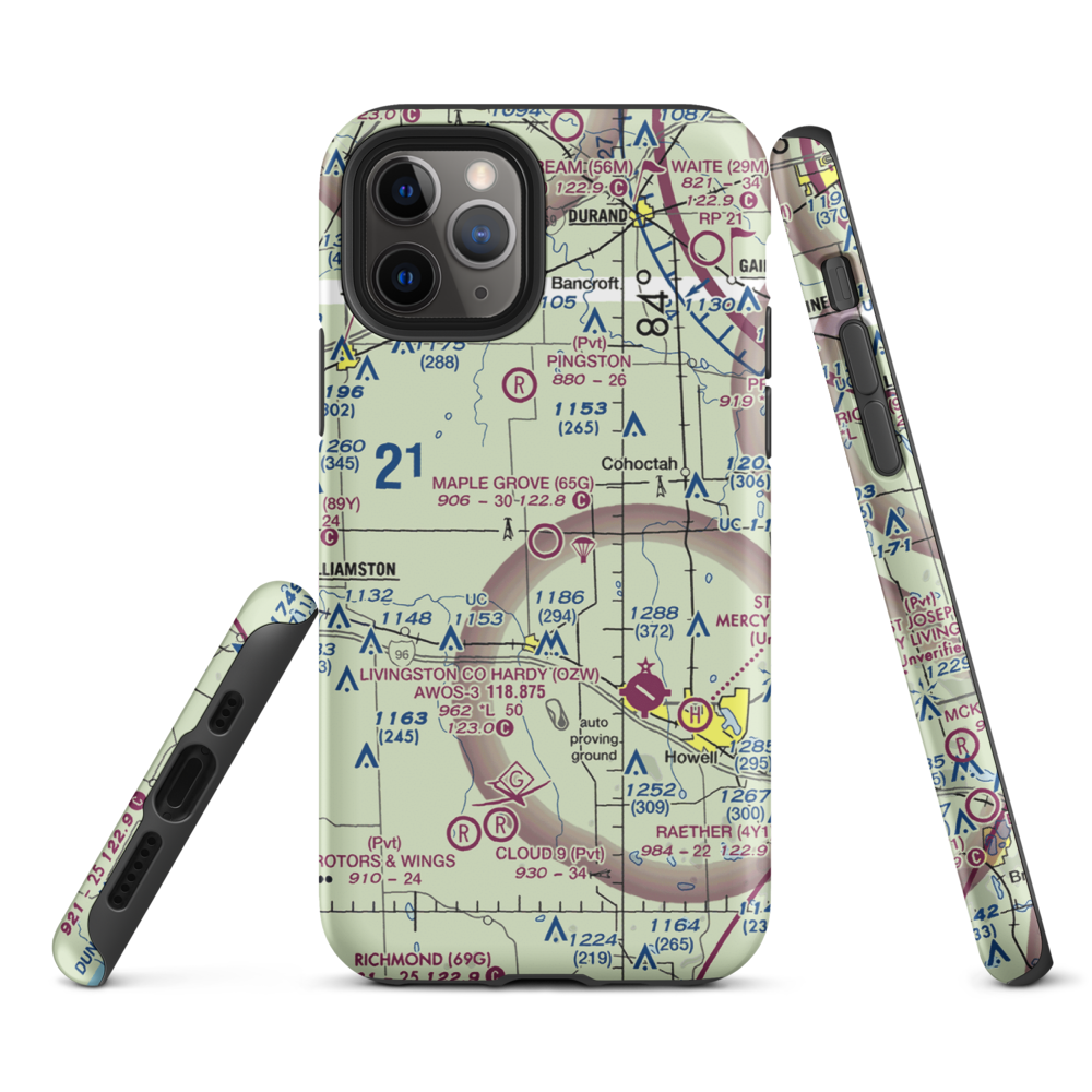 Maple Grove Airport (65G) VFR Sectional  Tough iPhone Case iPhone 11 Pro model shown