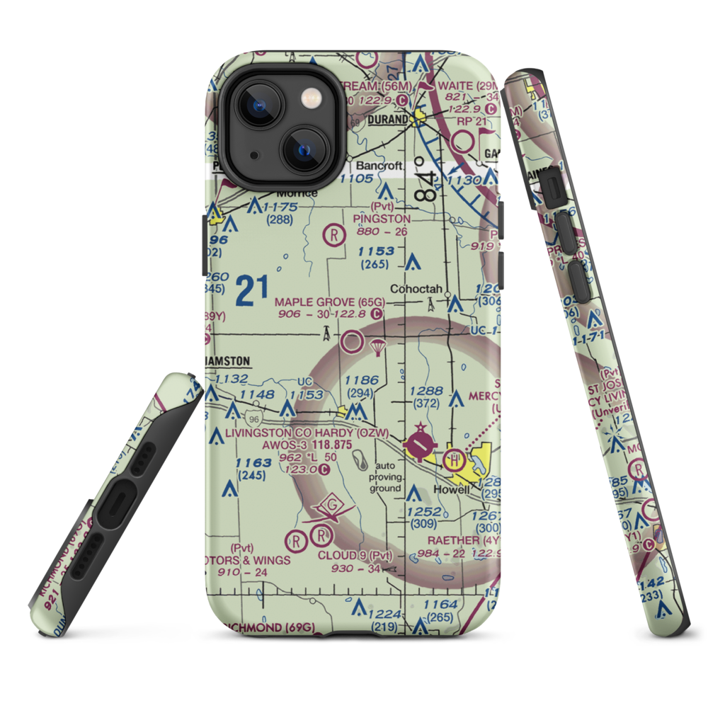 Maple Grove Airport (65G) VFR Sectional  Tough iPhone Case iPhone 14 Plus model shown