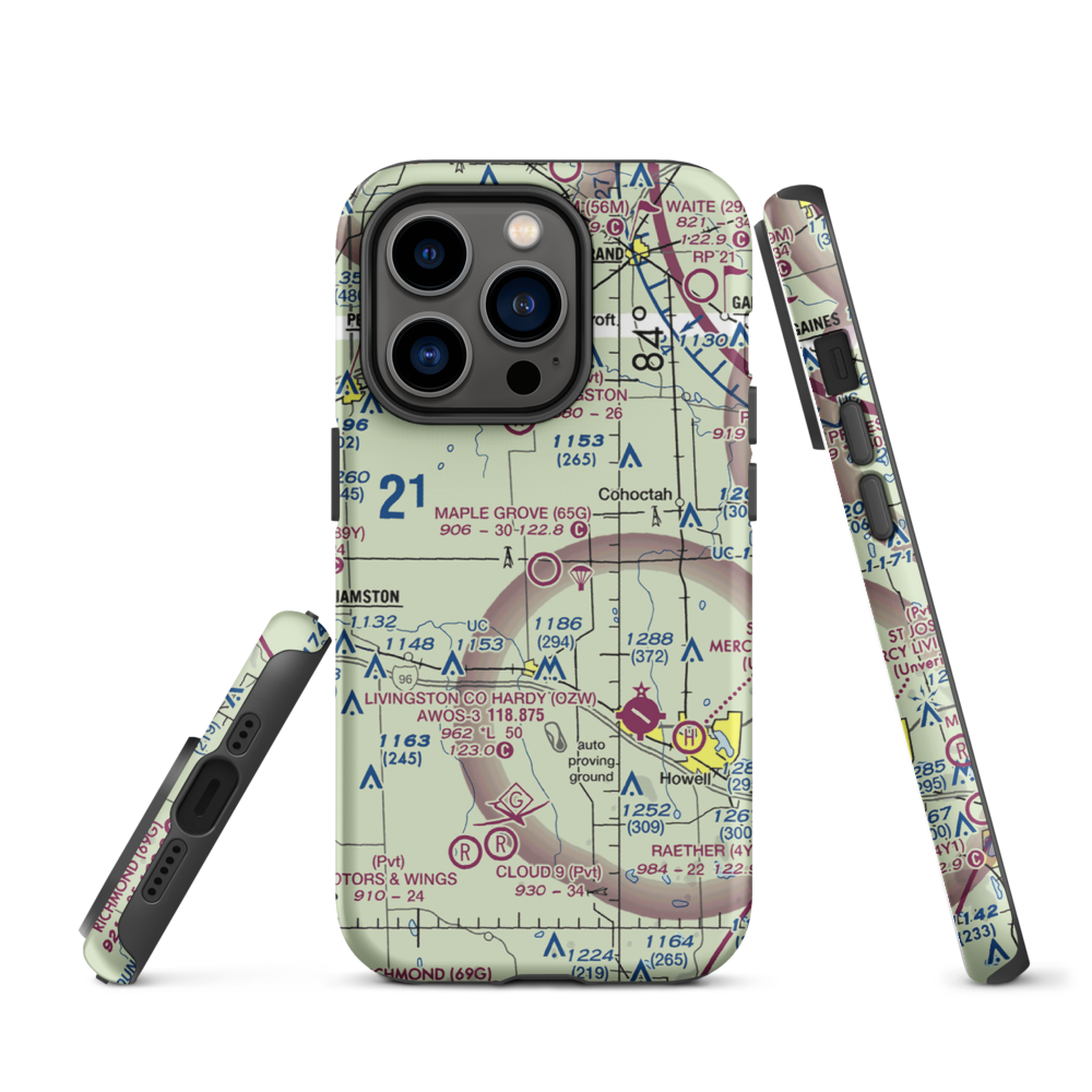 Maple Grove Airport (65G) VFR Sectional  Tough iPhone Case iPhone 14 Pro model shown