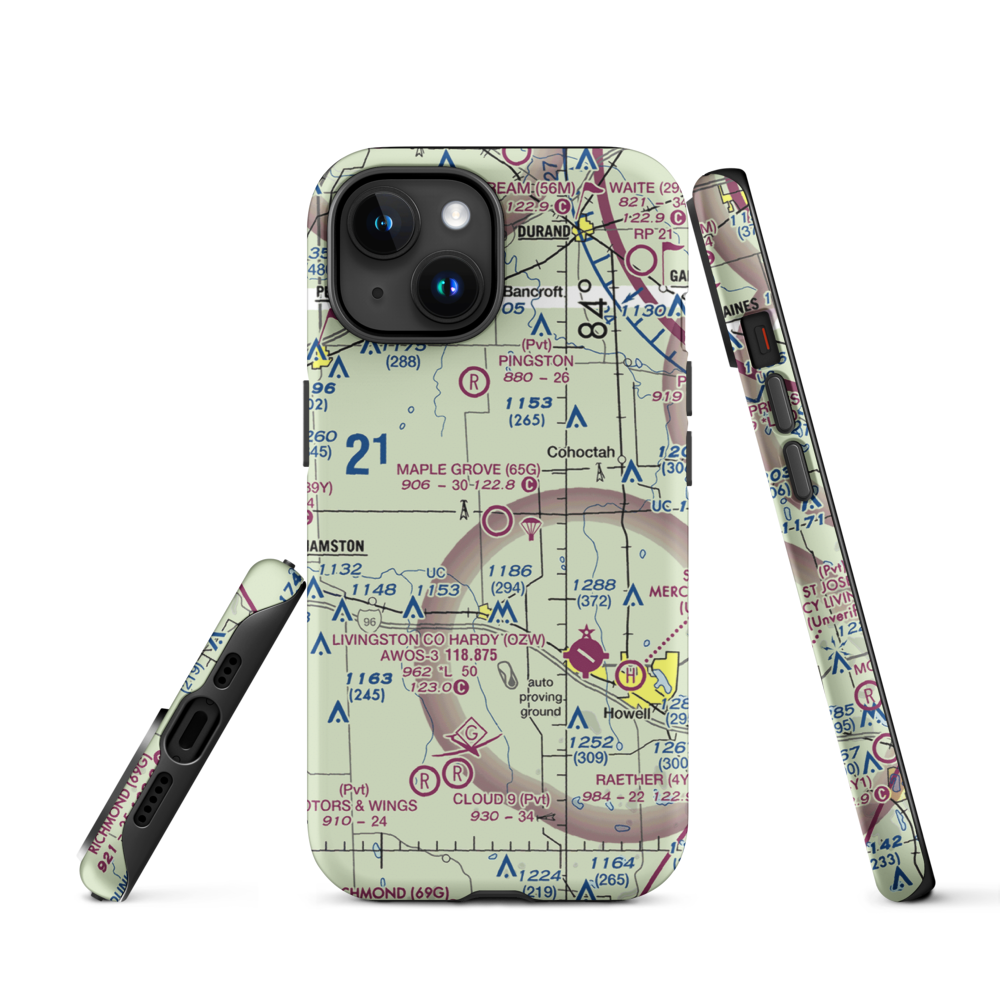 Maple Grove Airport (65G) VFR Sectional  Tough iPhone Case iPhone 15 model shown