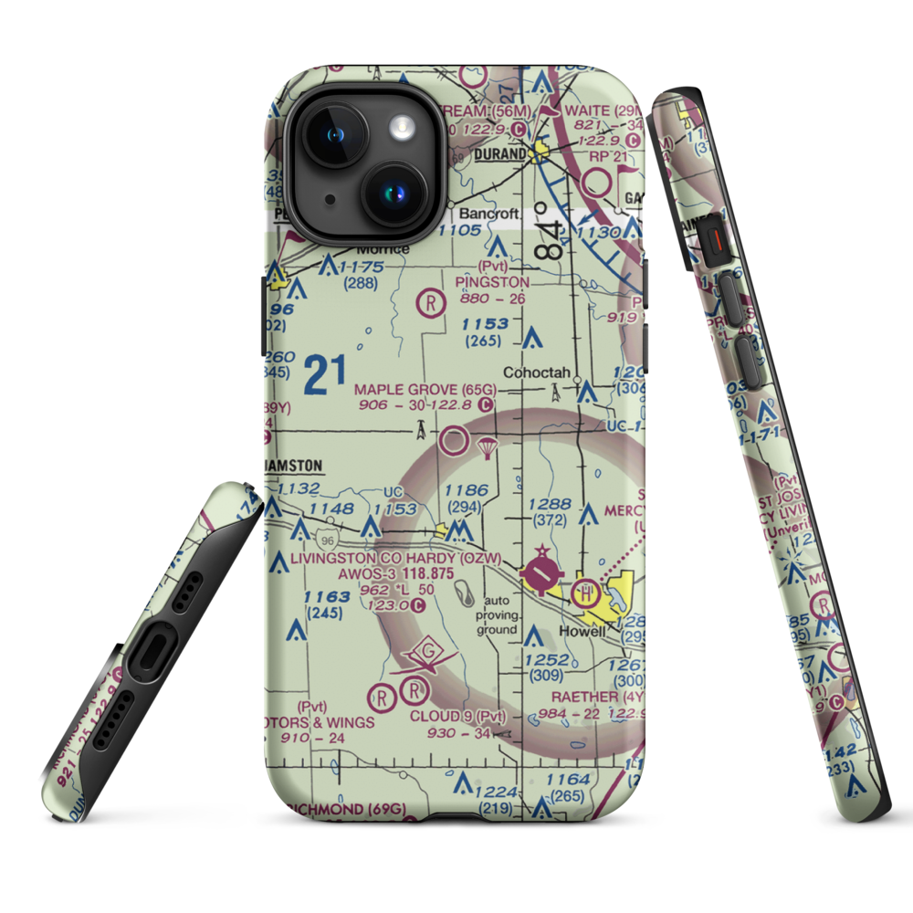 Maple Grove Airport (65G) VFR Sectional  Tough iPhone Case iPhone 15 Plus model shown