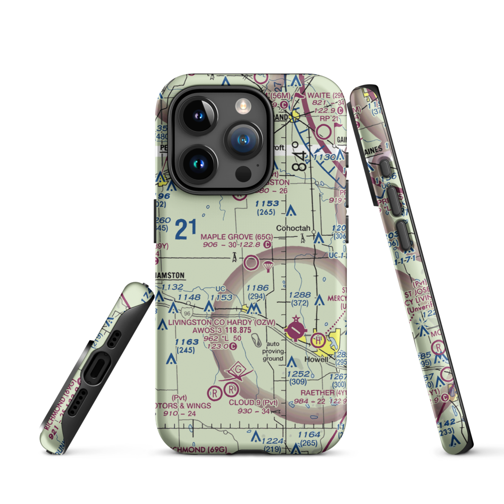 Maple Grove Airport (65G) VFR Sectional  Tough iPhone Case iPhone 15 Pro model shown