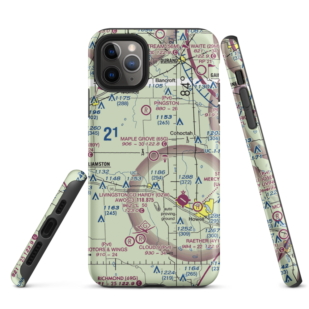 Maple Grove Airport (65G) VFR Sectional  Tough iPhone Case iPhone 11 Pro Max model shown