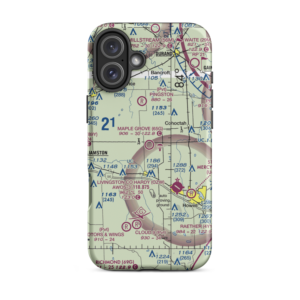 Maple Grove Airport (65G) VFR Sectional  Tough iPhone Case iPhone 16 Plus model shown
