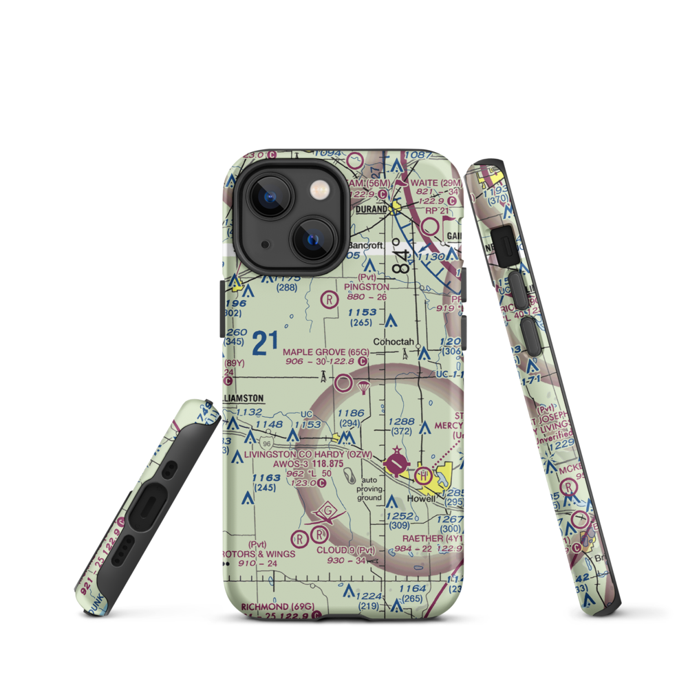 Maple Grove Airport (65G) VFR Sectional  Tough iPhone Case iPhone 13 mini model shown