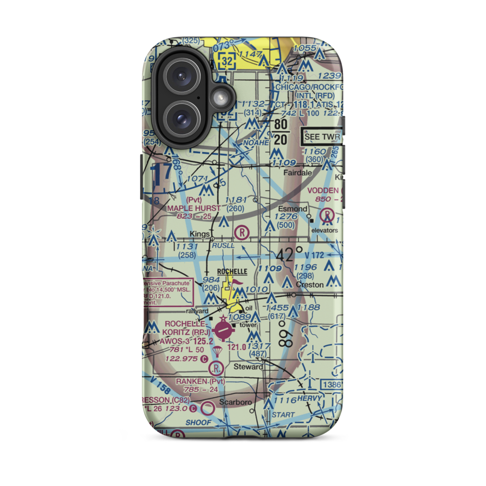 Maple Hurst Farms Airport (LL74) VFR Sectional  Tough iPhone Case iPhone 16 Plus model shown