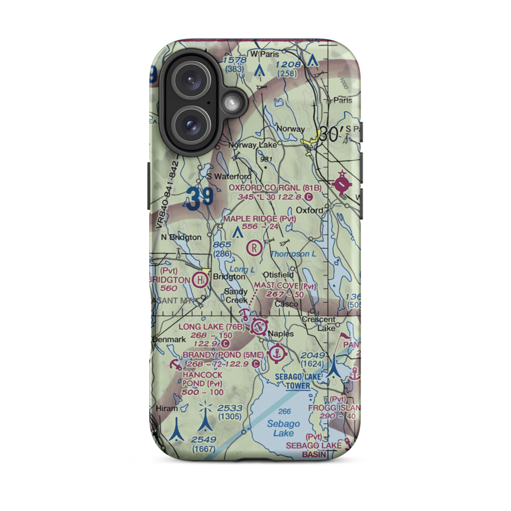 Maple Ridge Airport (03ME) VFR Sectional  Tough iPhone Case iPhone 16 Plus model shown
