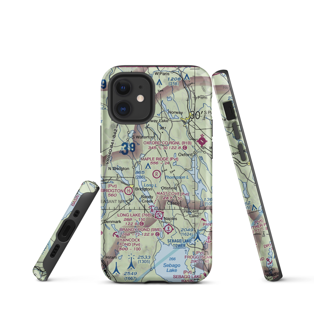 Maple Ridge Airport (03ME) VFR Sectional  Tough iPhone Case iPhone 12 mini model shown
