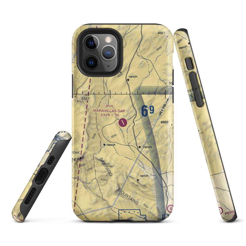Maravillas Gap Ranch Airport (48XS) VFR Sectional  Tough iPhone Case iPhone 11 Pro model shown