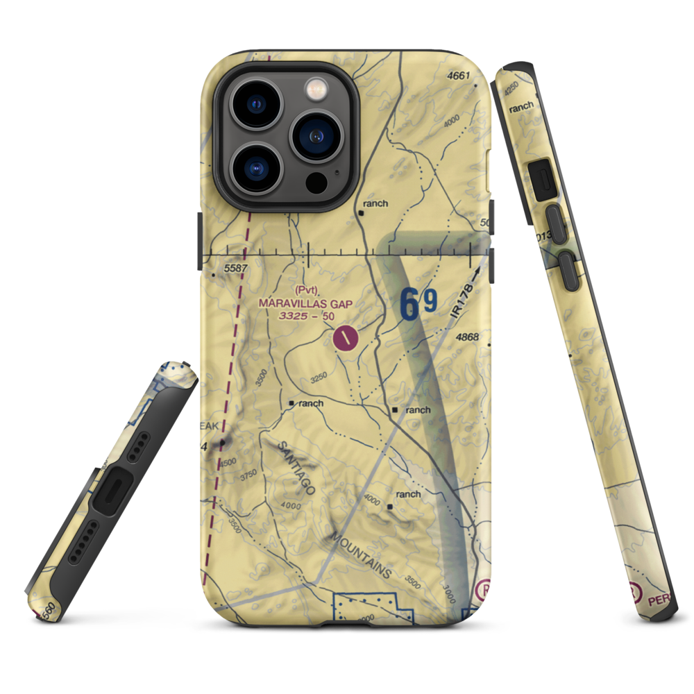 Maravillas Gap Ranch Airport (48XS) VFR Sectional  Tough iPhone Case iPhone 13 Pro Max model shown