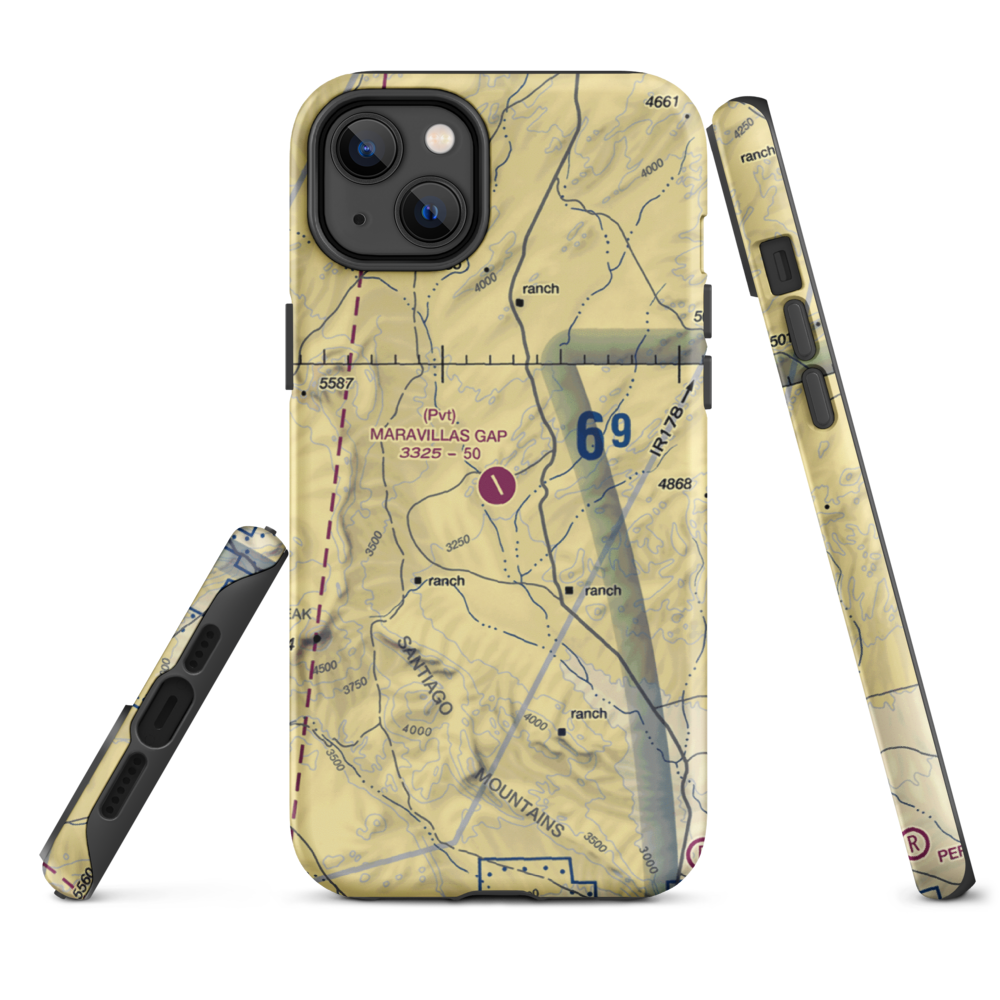 Maravillas Gap Ranch Airport (48XS) VFR Sectional  Tough iPhone Case iPhone 14 Plus model shown