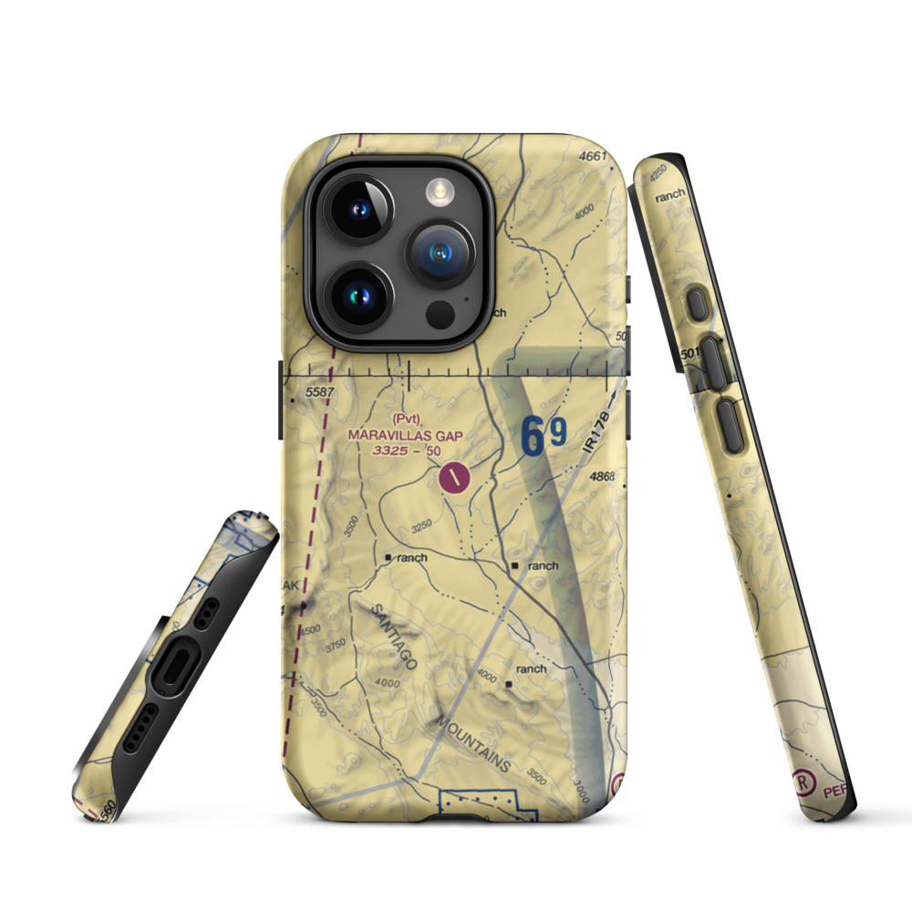 Maravillas Gap Ranch Airport (48XS) VFR Sectional  Tough iPhone Case iPhone 15 Pro model shown