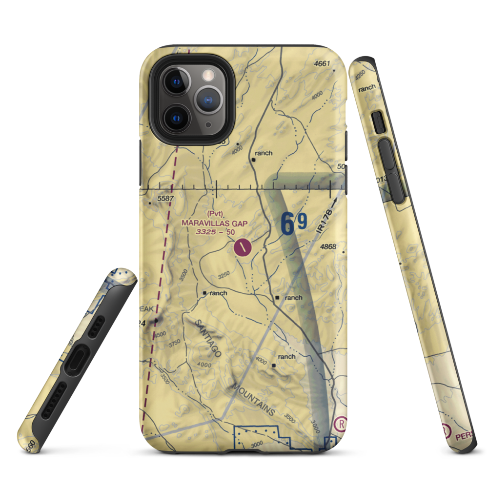 Maravillas Gap Ranch Airport (48XS) VFR Sectional  Tough iPhone Case iPhone 11 Pro Max model shown