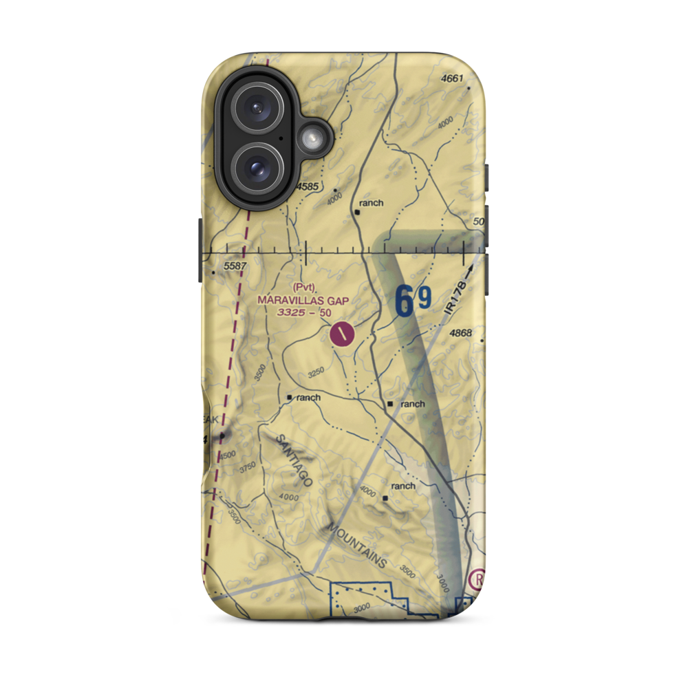 Maravillas Gap Ranch Airport (48XS) VFR Sectional  Tough iPhone Case iPhone 16 Plus model shown