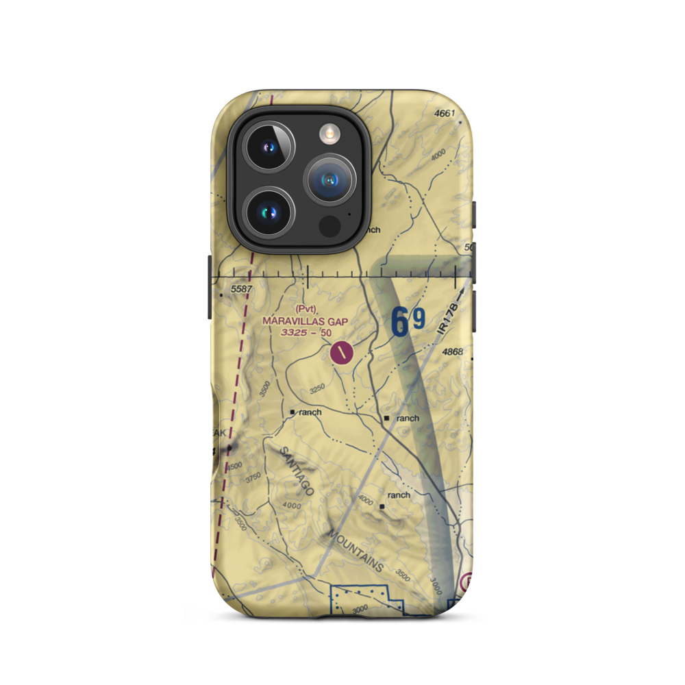 Maravillas Gap Ranch Airport (48XS) VFR Sectional  Tough iPhone Case iPhone 16 Pro model shown