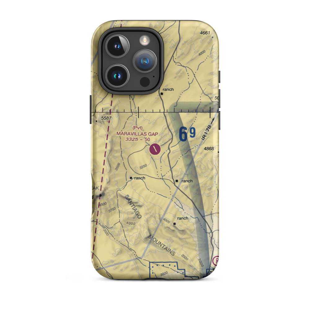 Maravillas Gap Ranch Airport (48XS) VFR Sectional  Tough iPhone Case iPhone 16 Pro Max model shown