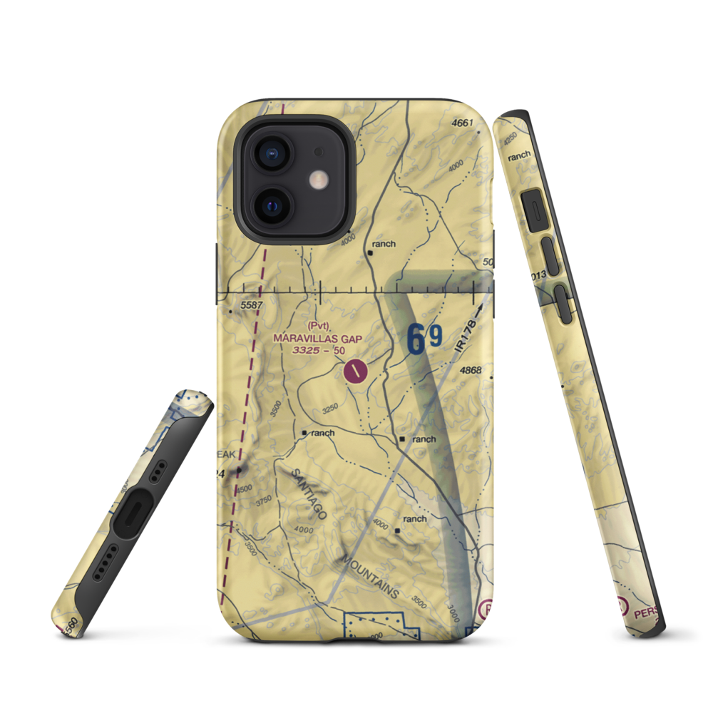 Maravillas Gap Ranch Airport (48XS) VFR Sectional  Tough iPhone Case iPhone 12 model shown