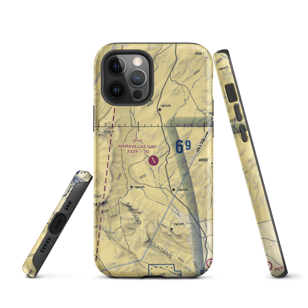 Maravillas Gap Ranch Airport (48XS) VFR Sectional  Tough iPhone Case iPhone 12 Pro model shown