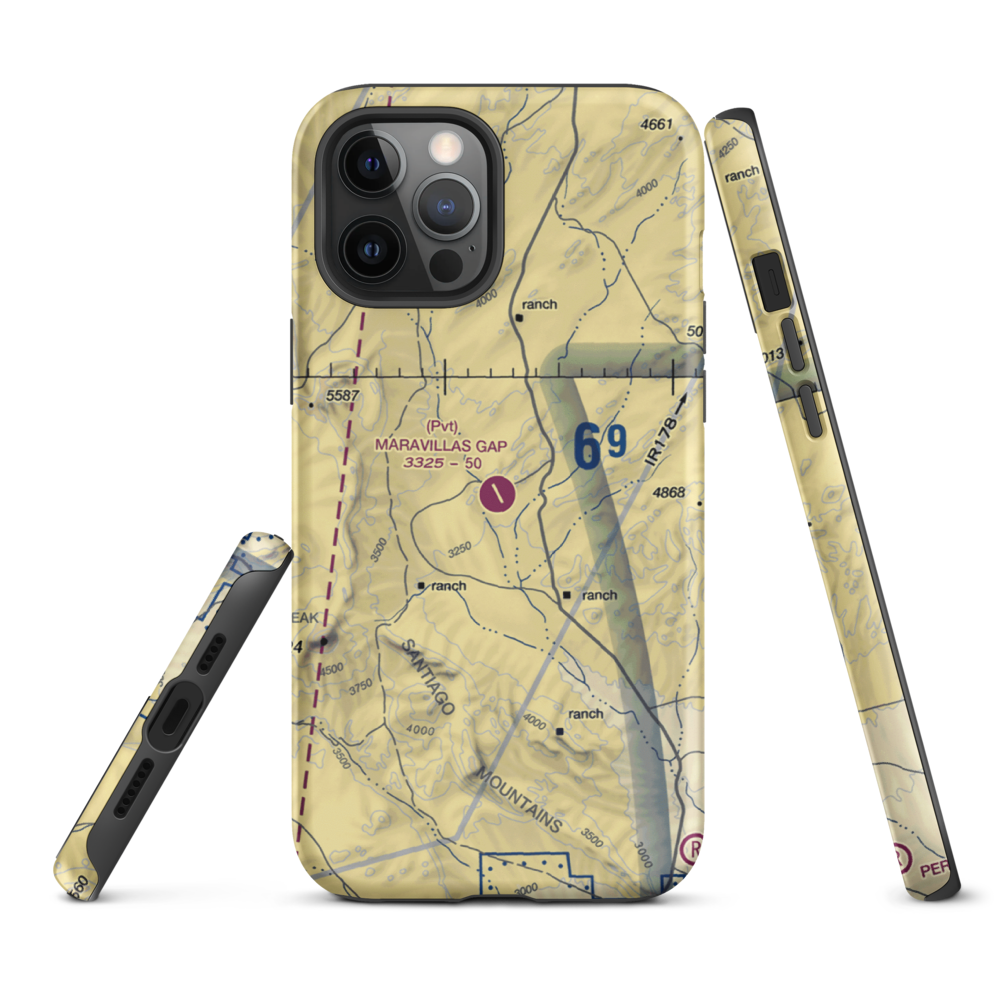 Maravillas Gap Ranch Airport (48XS) VFR Sectional  Tough iPhone Case iPhone 12 Pro Max model shown