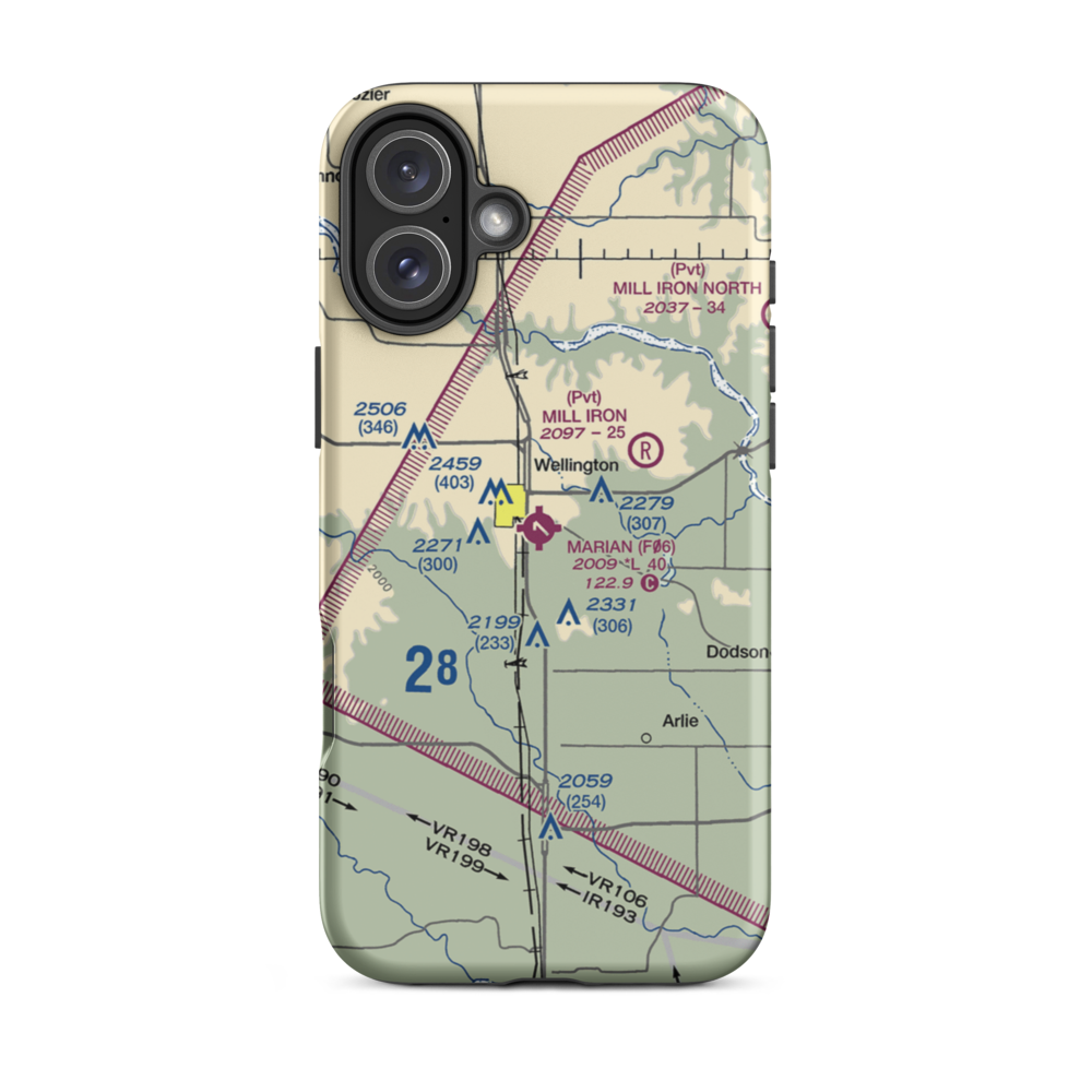 Marian Airpark (F06) VFR Sectional  Tough iPhone Case iPhone 16 Plus model shown