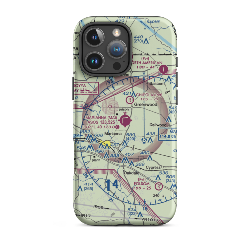 Marianna Municipal Airport (MAI) VFR Sectional  Tough iPhone Case iPhone 16 Pro Max model shown