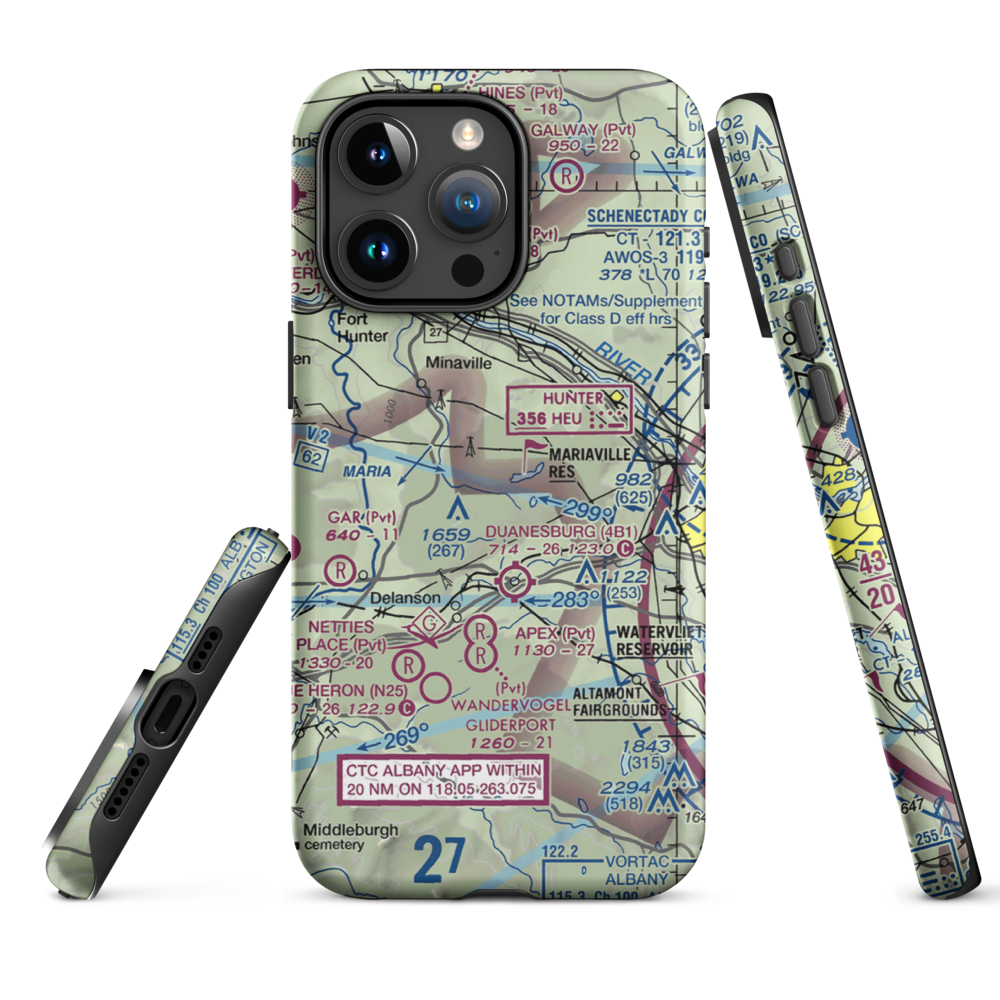 Mariaville Aerodrome (8NY5) VFR Sectional  Tough iPhone Case iPhone 15 Pro Max model shown