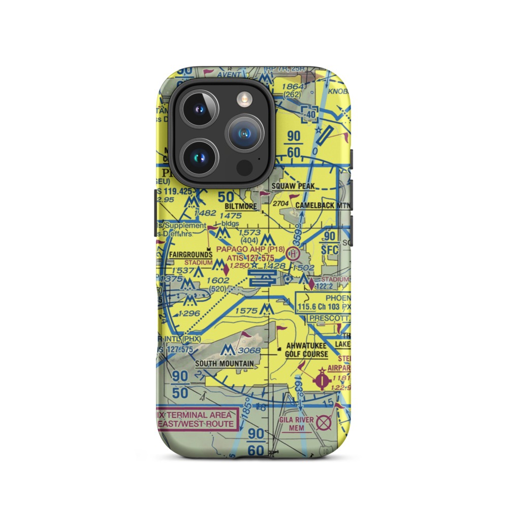 Maricopa Medical Center Heliport (20E) VFR Sectional  Tough iPhone Case iPhone 16 Pro model shown