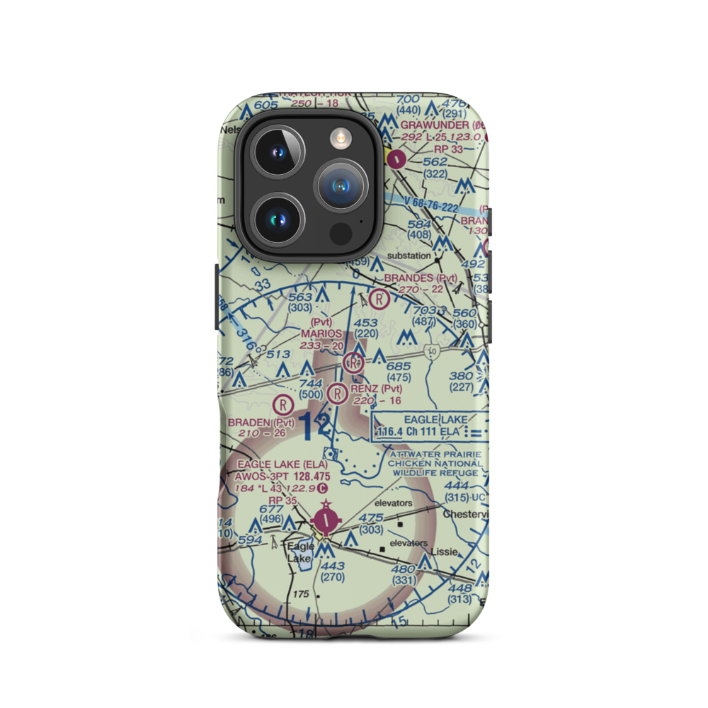 Mario's Flying Pizza Airport (2TA4) VFR Sectional  Tough iPhone Case iPhone 16 Pro model shown