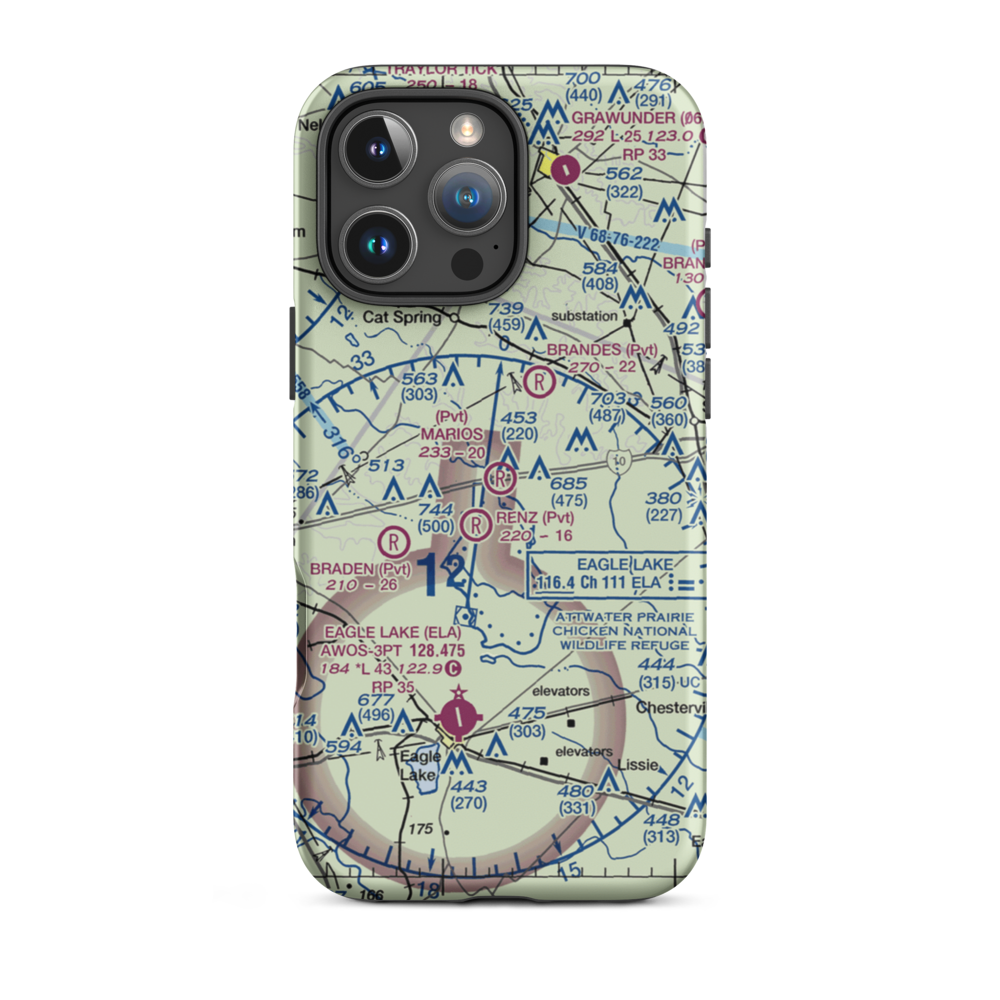 Mario's Flying Pizza Airport (2TA4) VFR Sectional  Tough iPhone Case iPhone 16 Pro Max model shown