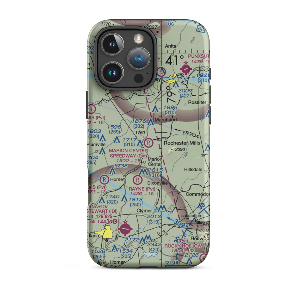 Marion Center Speedway Airport (PN57) VFR Sectional  Tough iPhone Case iPhone 16 Pro Max model shown