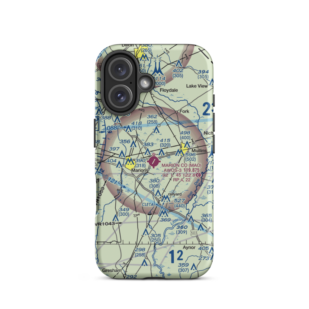 Marion County Airport (MAO) VFR Sectional  Tough iPhone Case iPhone 16 model shown