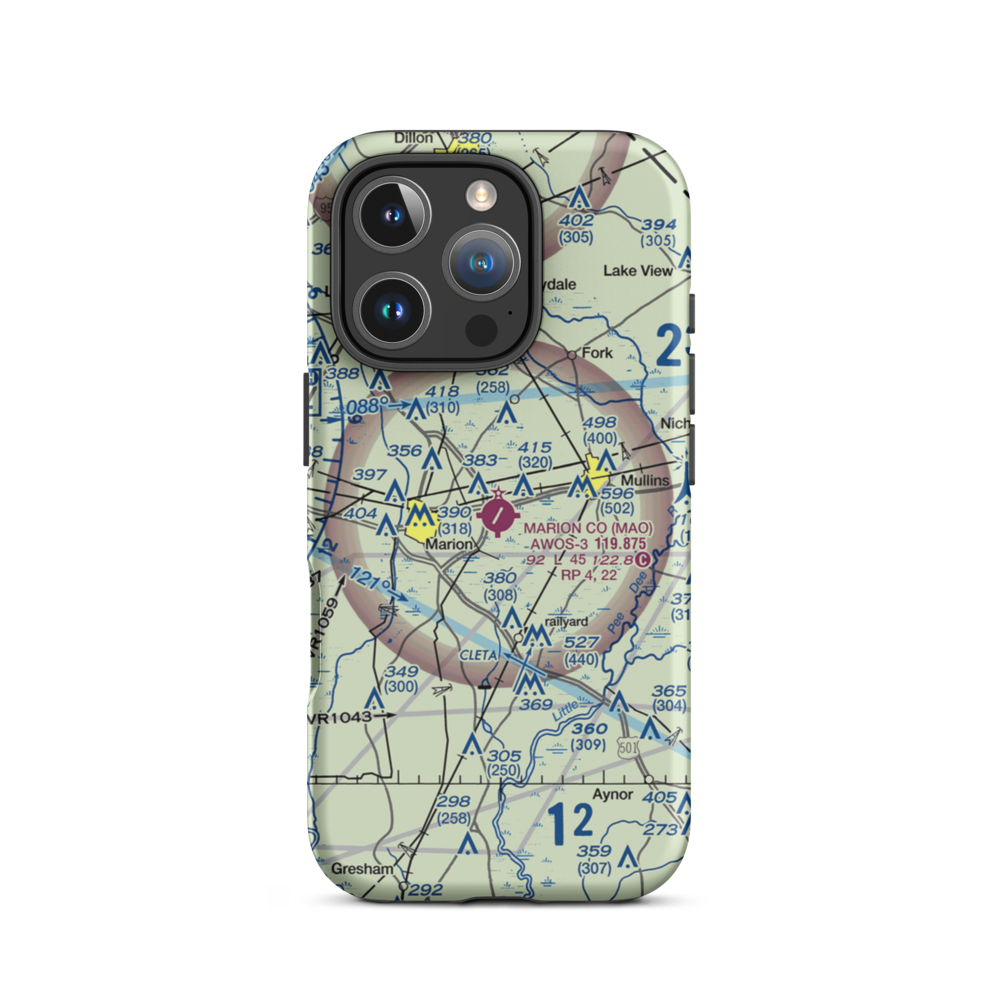 Marion County Airport (MAO) VFR Sectional  Tough iPhone Case iPhone 16 Pro model shown