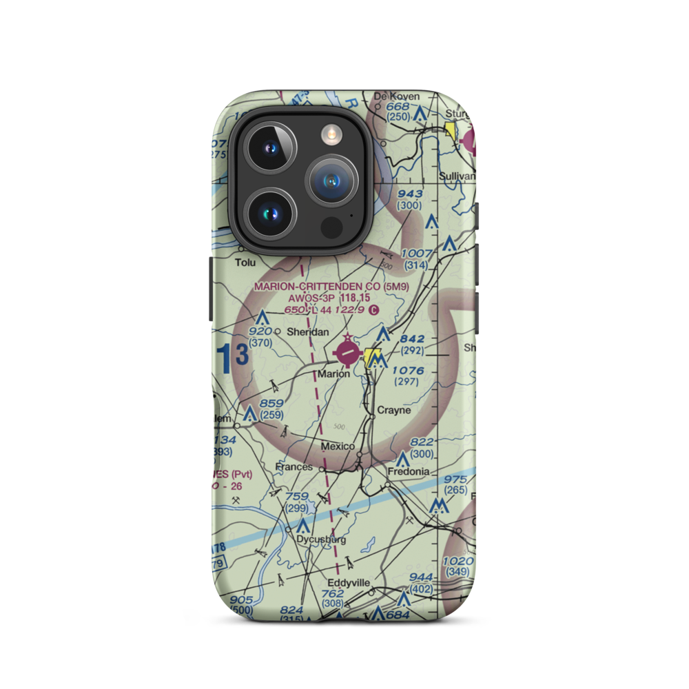 Marion Crittenden County Airport (5M9) VFR Sectional  Tough iPhone Case iPhone 16 Pro model shown