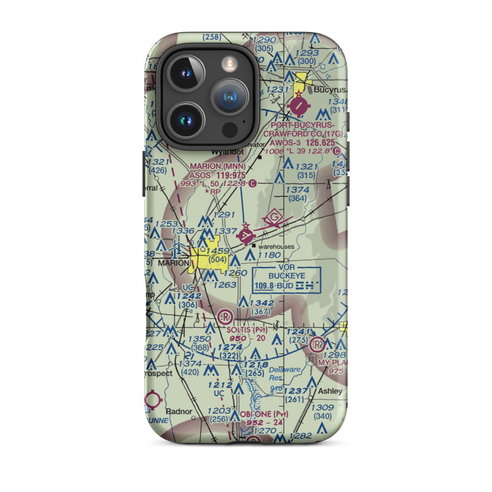 Marion Municipal Airport (MNN) VFR Sectional  Tough iPhone Case iPhone 16 Pro Max model shown