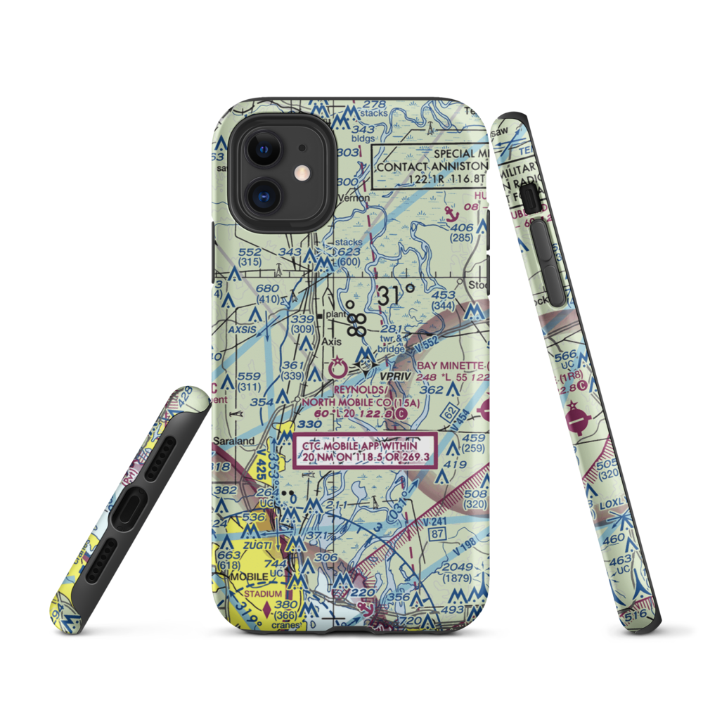 Mark Reynolds/North Mobile County Airport (15A) VFR Sectional  Tough iPhone Case iPhone 11 model shown