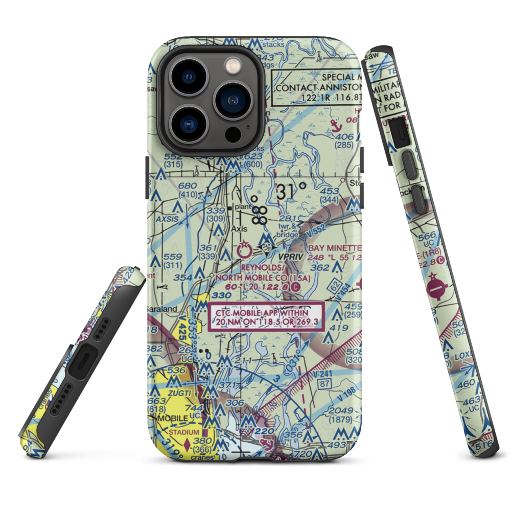 Mark Reynolds/North Mobile County Airport (15A) VFR Sectional  Tough iPhone Case iPhone 13 Pro Max model shown