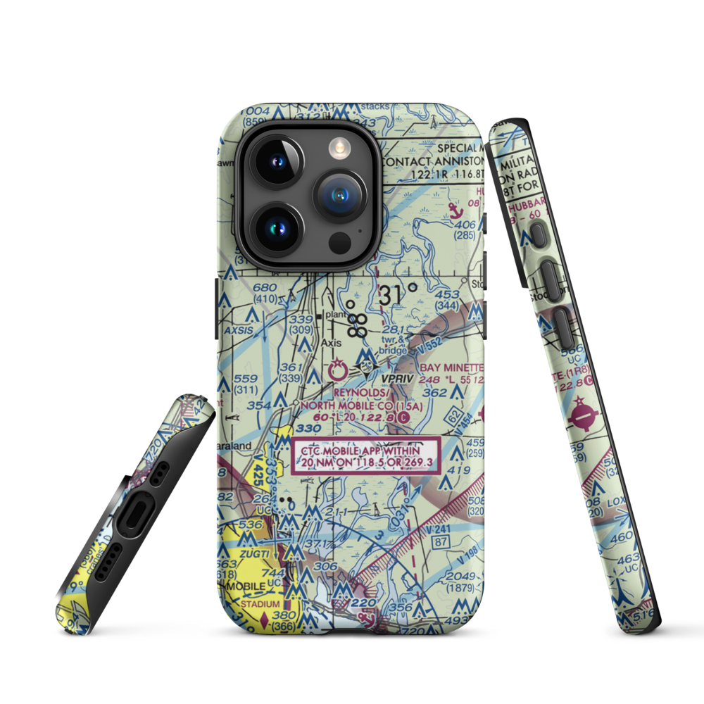 Mark Reynolds/North Mobile County Airport (15A) VFR Sectional  Tough iPhone Case iPhone 15 Pro model shown