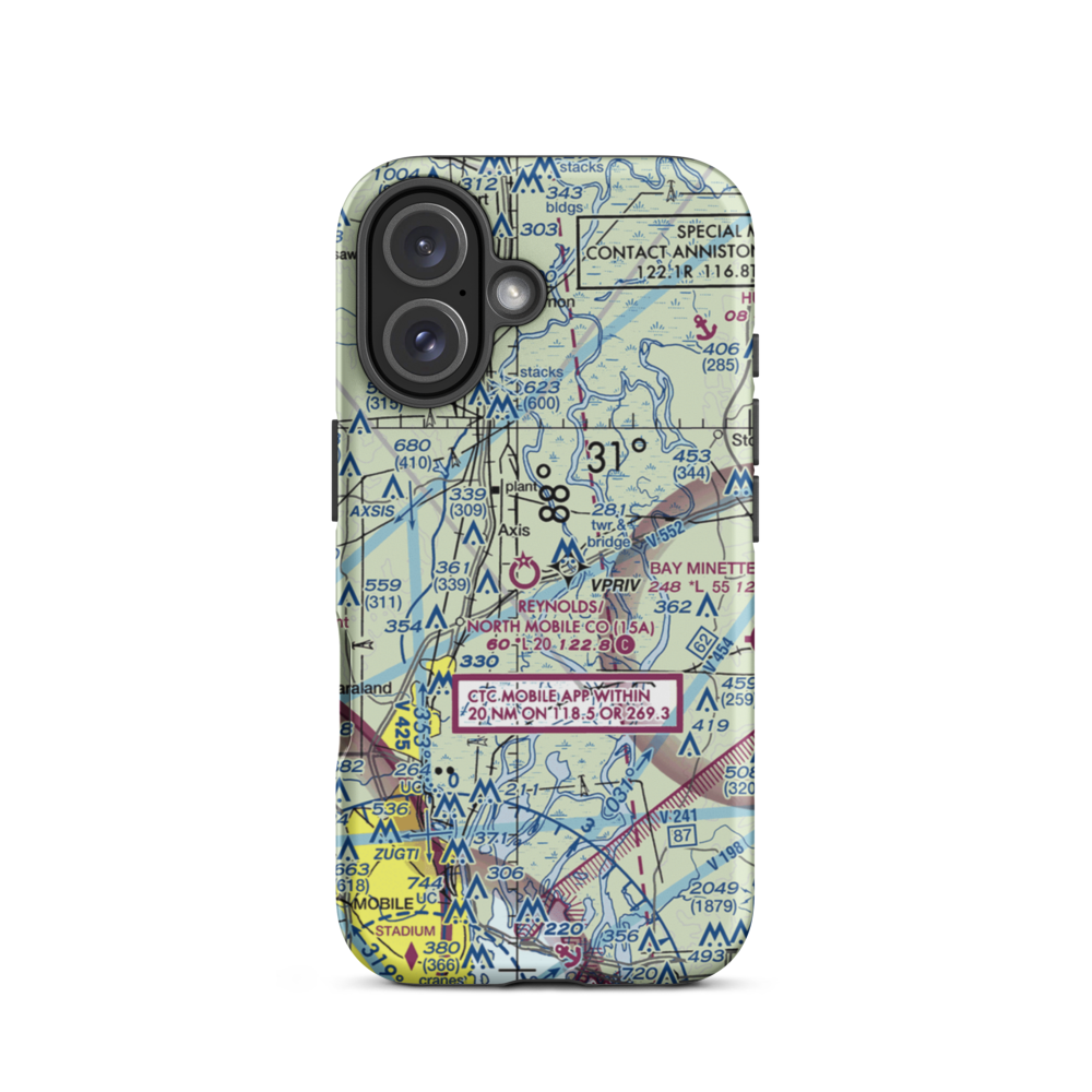Mark Reynolds/North Mobile County Airport (15A) VFR Sectional  Tough iPhone Case iPhone 16 model shown
